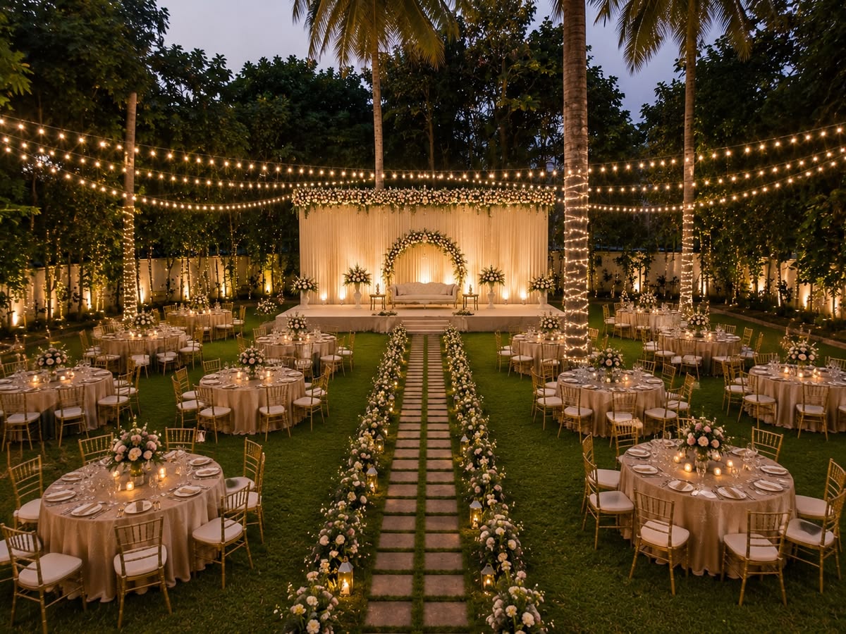 Wedding reception catering setup in Delhi